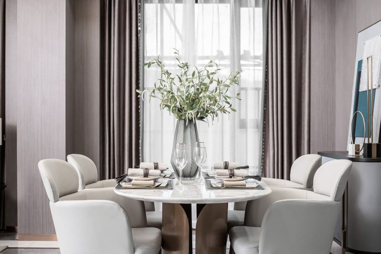 轻奢风格住宅设计案例餐厅效果图