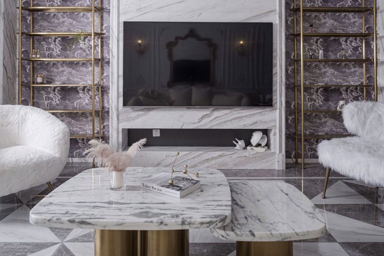 轻奢风格住宅设计案例客厅效果图