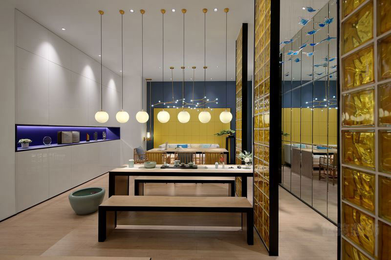 昆明西山区轻奢新中式办公室装修设计案例效果图灯光效果
