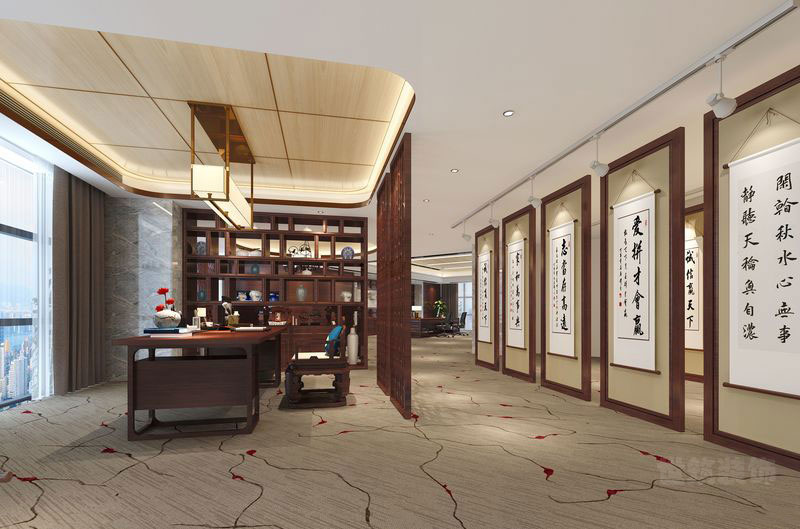 昆明东川中式风格办公室装修施工案例书画室 昆明东川中式风格办公室装修施工案例书画室
