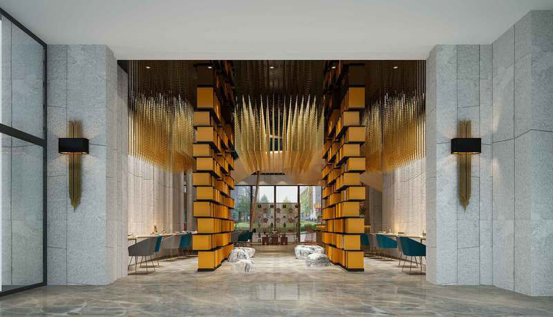 昆明官渡区后现代风格酒店装修设计案例门厅空间