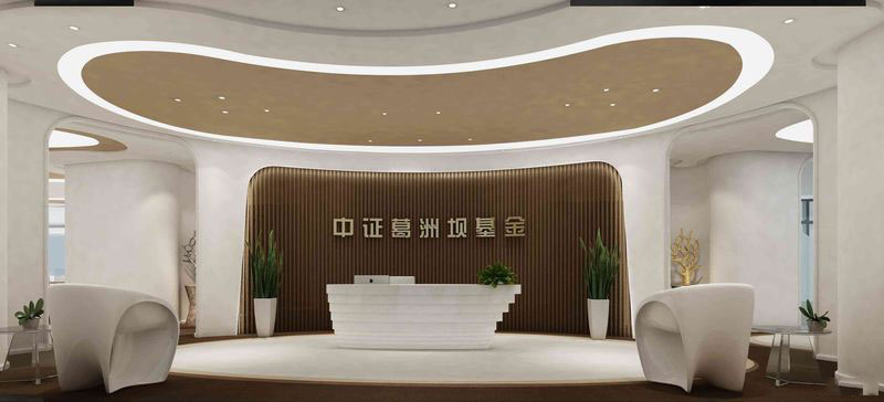 云南丽江中式小清新办公室装修前厅大堂