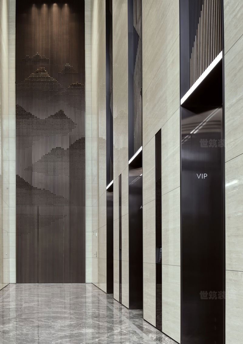 昆明西山区简约风格办公室装修设计效果图电梯厅