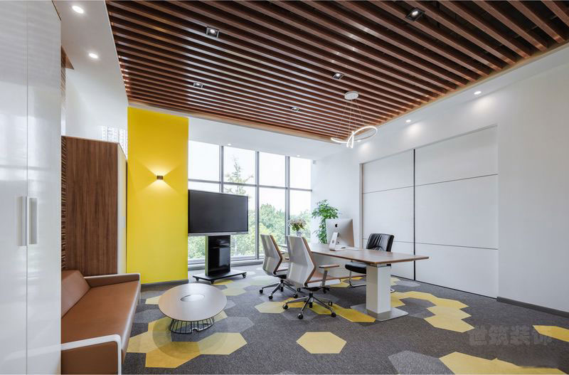 昆明现代风格办公室装修设计案例效果图总裁办公区
