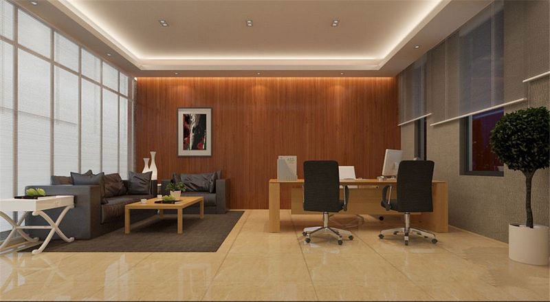 昆明盘龙区暖色系现代办公室装修设计经理办公室