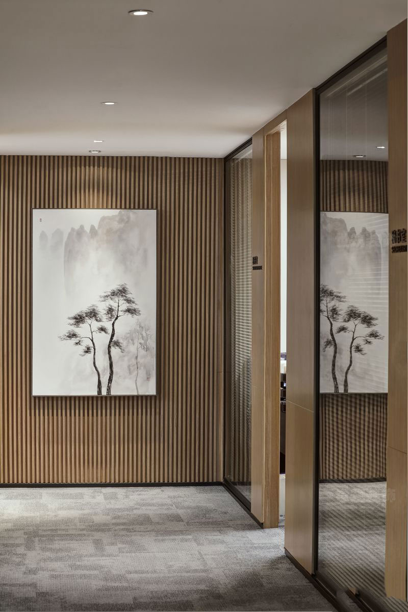 昆明呈贡区现代中式办公室装修设计图走廊