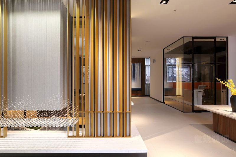 昆明未来新城新中式办公室装修案例艺术装饰格栅