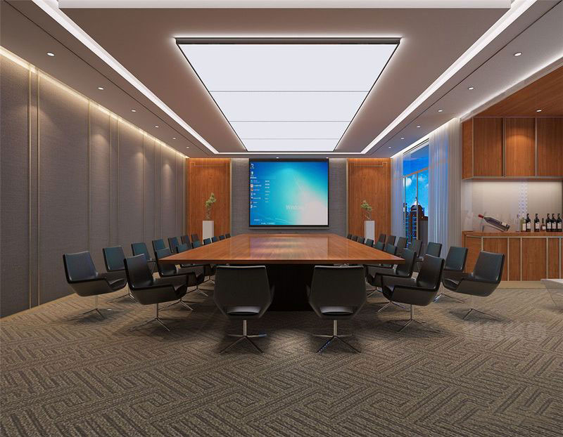 昆明盘龙区暖色系现代办公室装修设计会议室