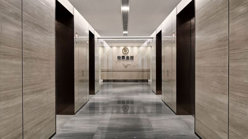 昆明石林现代中式办公室装修设计电梯厅