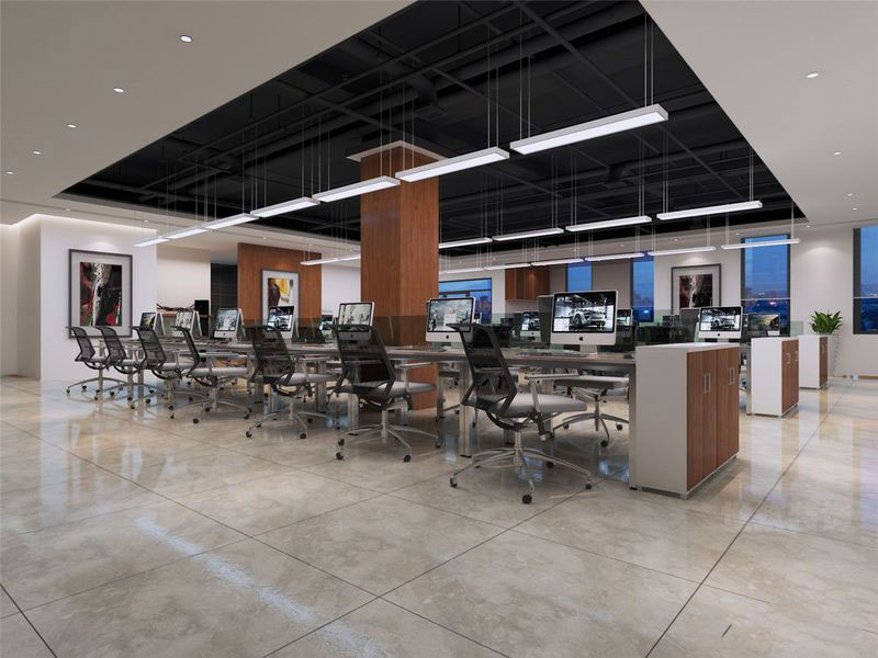 昆明盘龙区暖色系现代办公室装修设计办公区