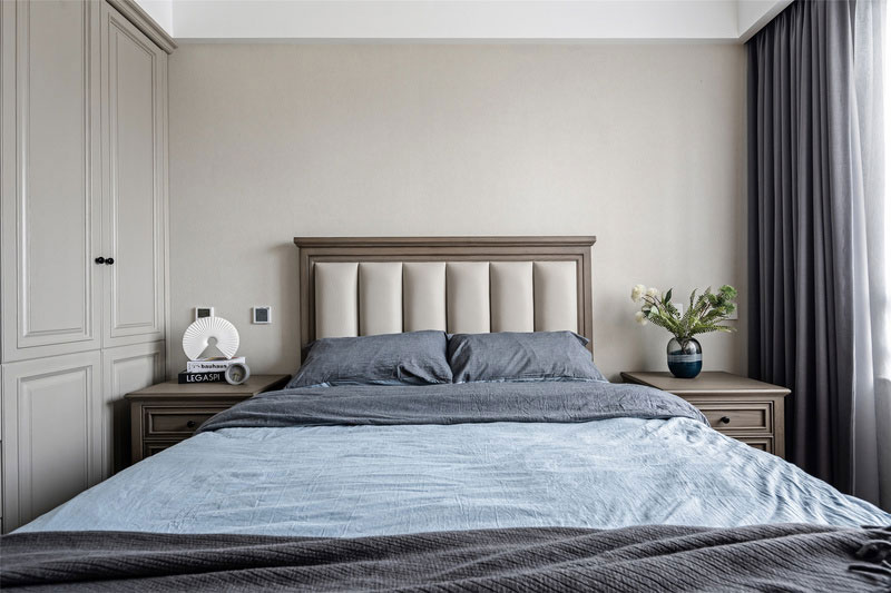 昆明美式现代风格家庭新房装修次卧睡床