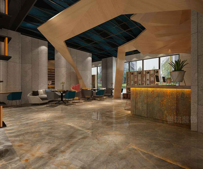 昆明官渡区后现代风格酒店装修设计案例服务大厅空间