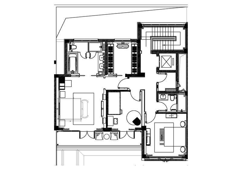 昆明东川区轻奢中式风家居装修设计效果图二层平面布置图