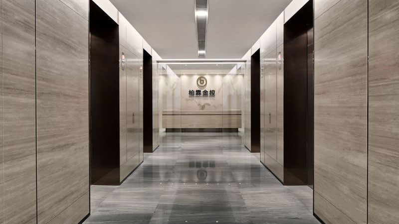 昆明呈贡区现代中式办公室装修设计图电梯厅