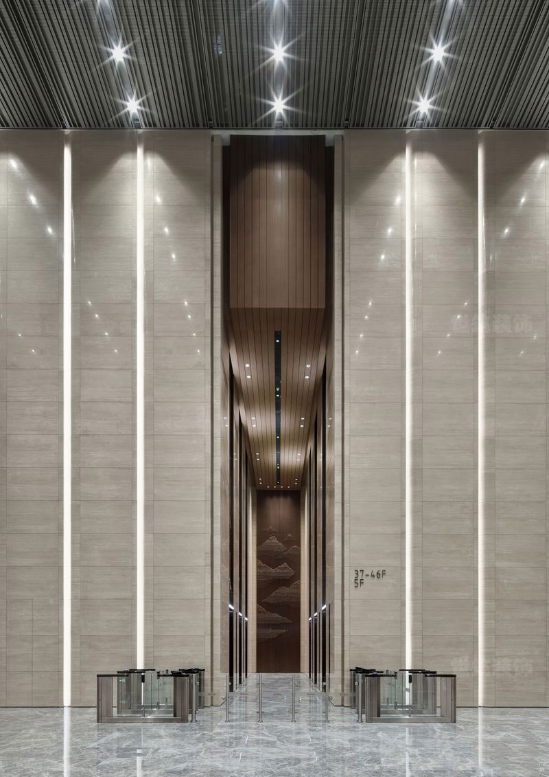 昆明西山区简约风格办公室装修设计效果图电梯厅入口