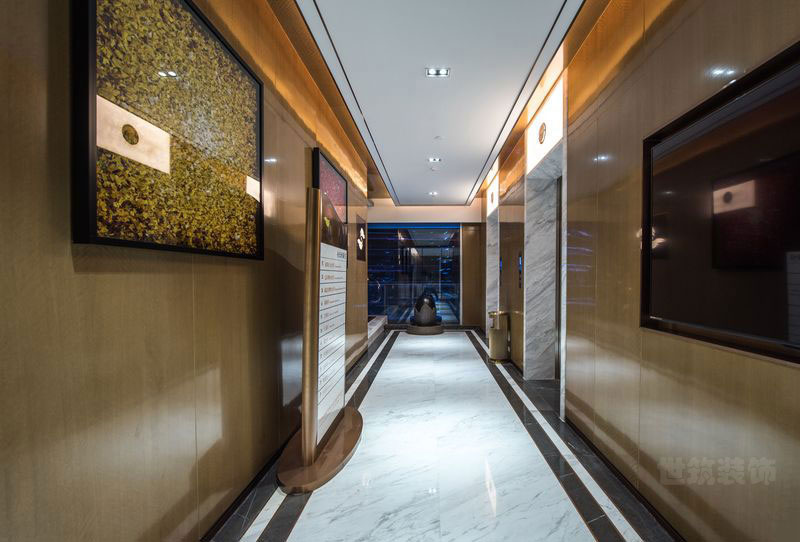 昆明瑞丽中式轻奢风办公室设计方案电梯厅