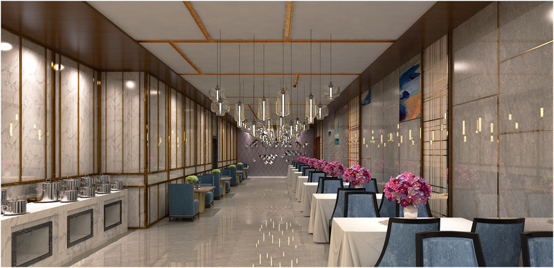 昆明官渡区酒店中式风格餐厅装修用餐区设计
