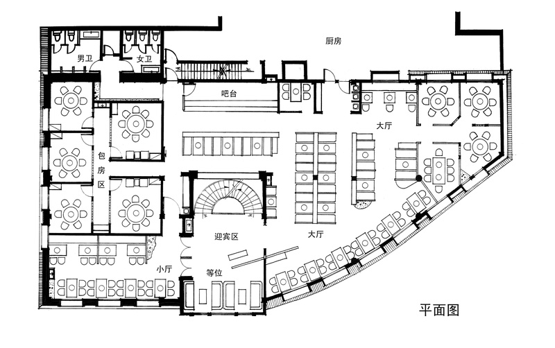 昆明官渡区火锅店装修平面布置图 昆明官渡区火锅店装修平面布置图