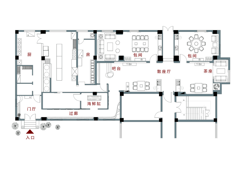 昆明官渡区餐饮设计方案平面布置图 昆明官渡区餐饮设计方案平面布置图